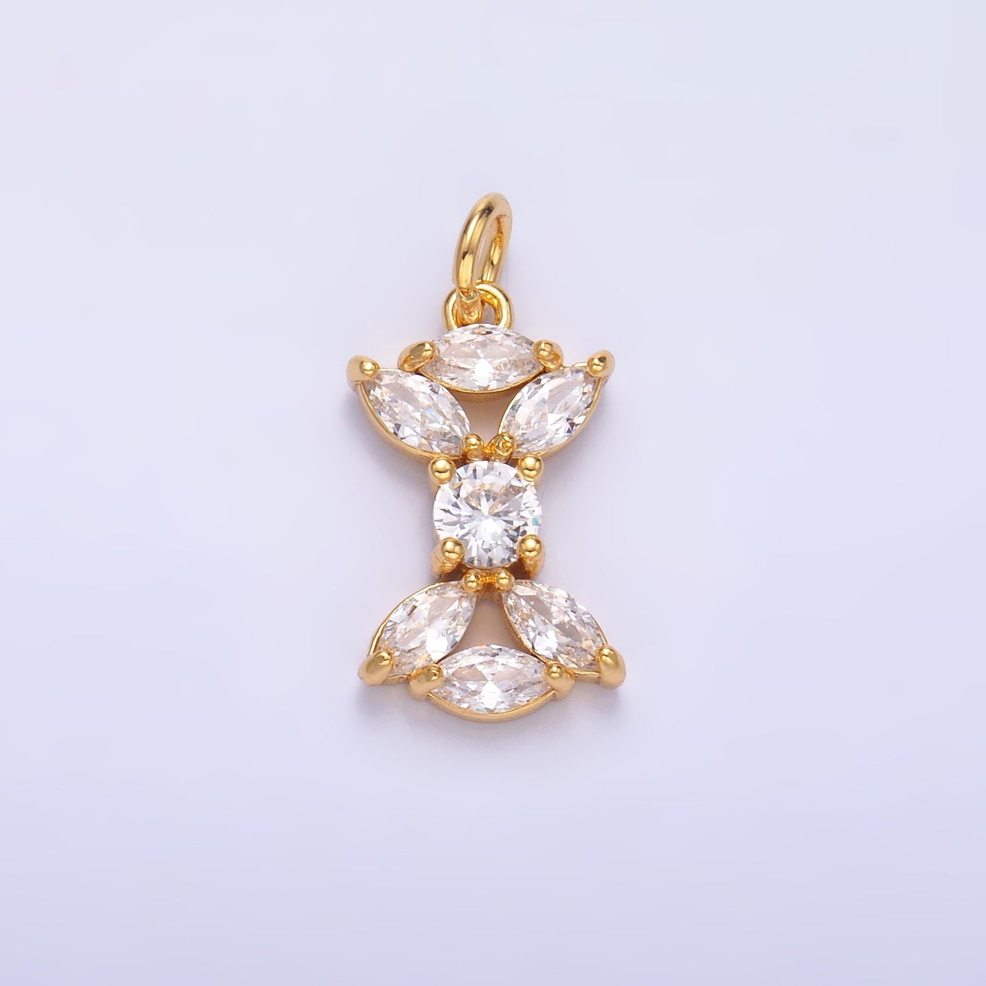 24K Gold Filled Marquise CZ Flower Mini Charm in Gold & Silver | C035