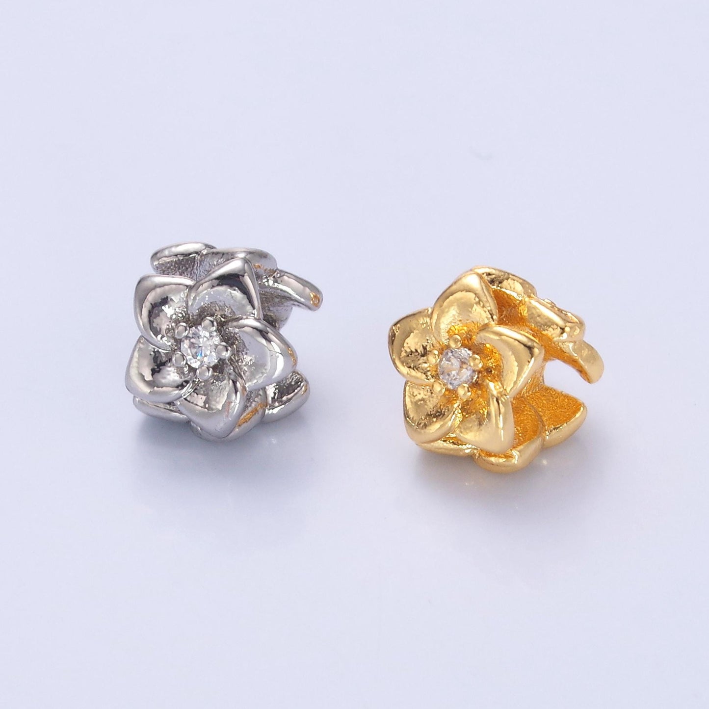 Mini Gold Flower Bead Spacer 24k gold filled bead spacer in gold or Silver b242