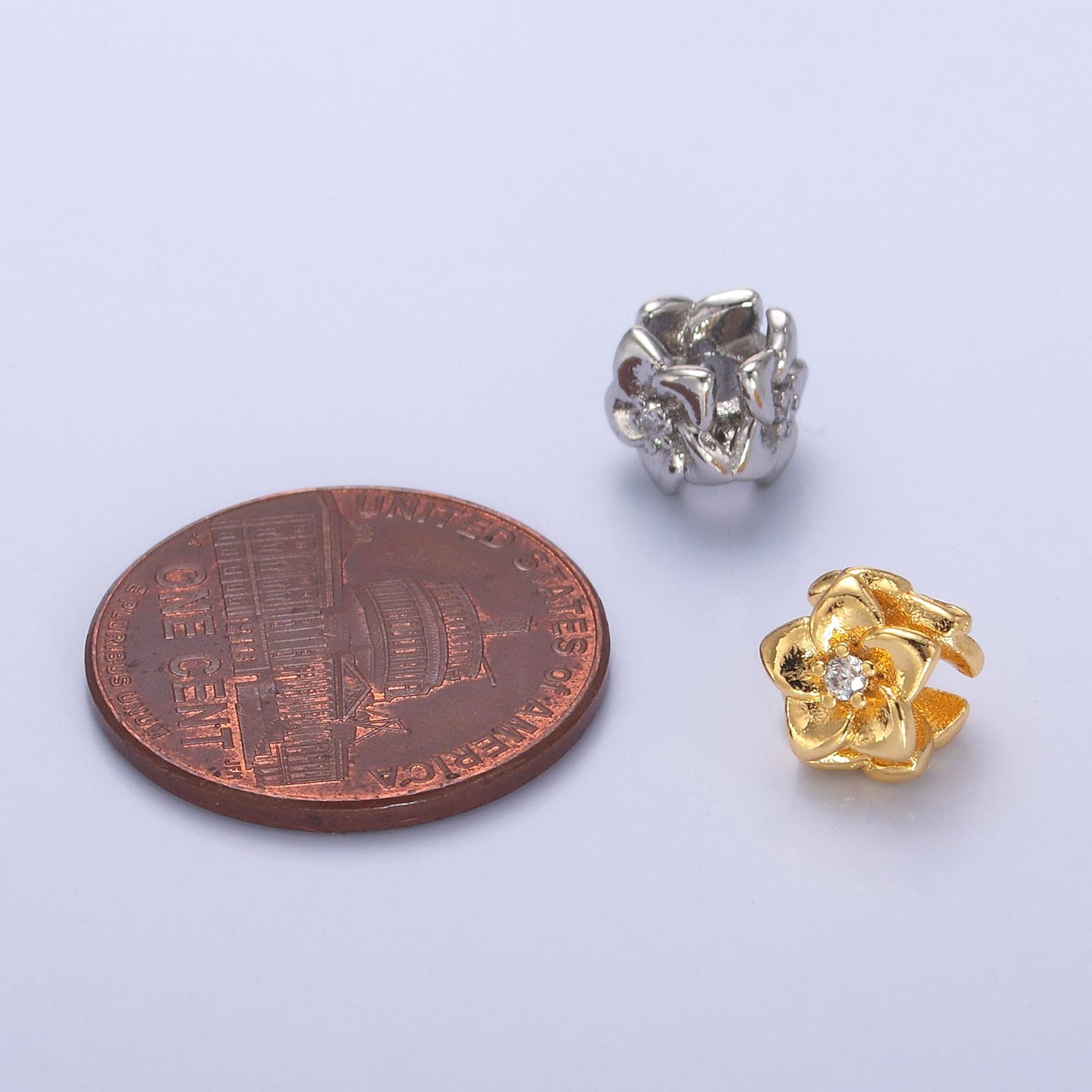 Mini Gold Flower Bead Spacer 24k gold filled bead spacer in gold or Silver b242