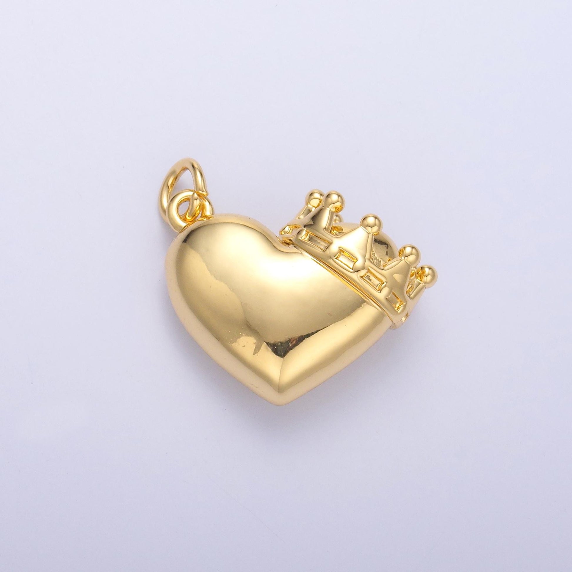 Gold Crown Heart Pendant Charm, Silver Crown Pendant Charm for Dangle Drop Charm C038