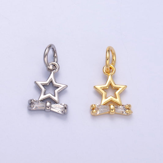 Mini Gold Star Charm Micro Pave Charm , Twinkle Little Star Jewelry Pendant Celestial Charm for Jewelry Supply C042