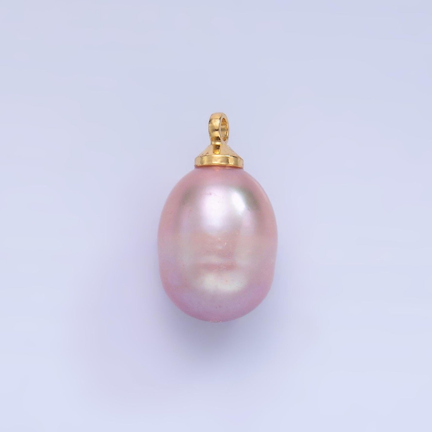 1x small fresh water pearl gold 9 mm real pearl mini charm minimalist bracelet necklace earring enhancer charm pendant P-1580