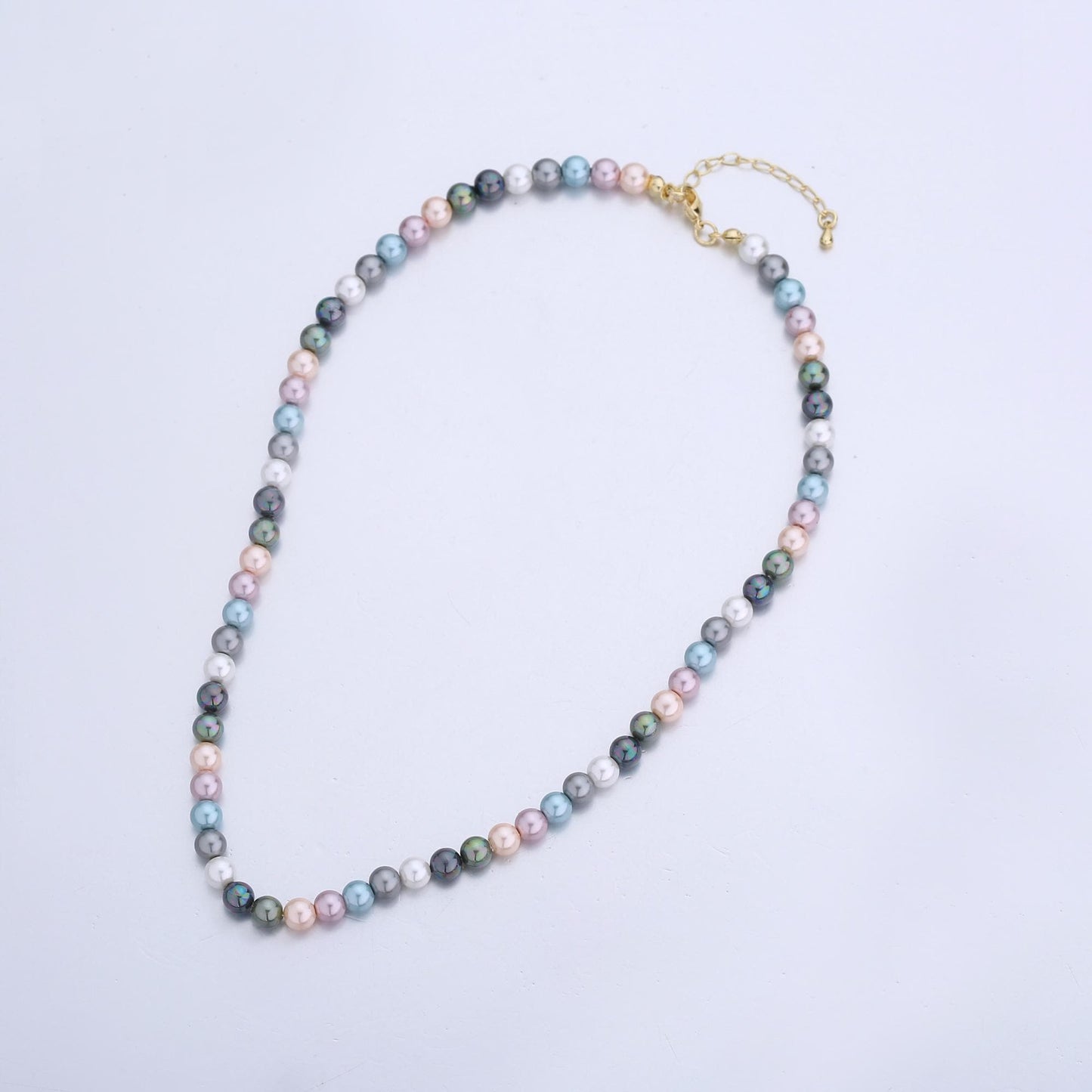 Handmade Multi Color Shell Pearl Necklace 17 inch + 2 inch extender 6mm Pearl WA-2790