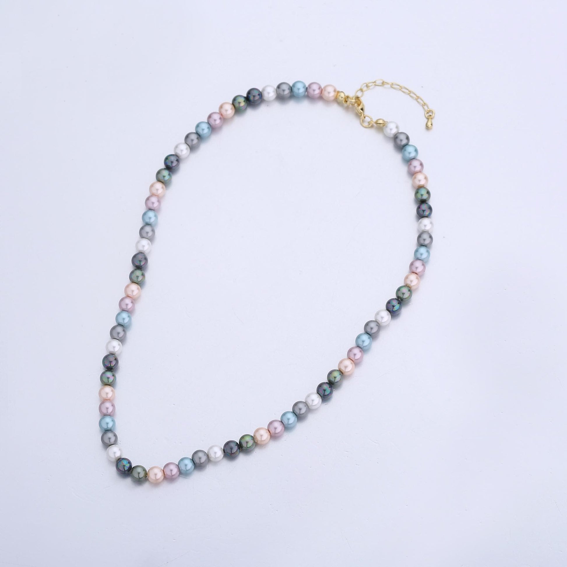 Handmade Multi Color Shell Pearl Necklace 17 inch + 2 inch extender 6mm Pearl WA-2790
