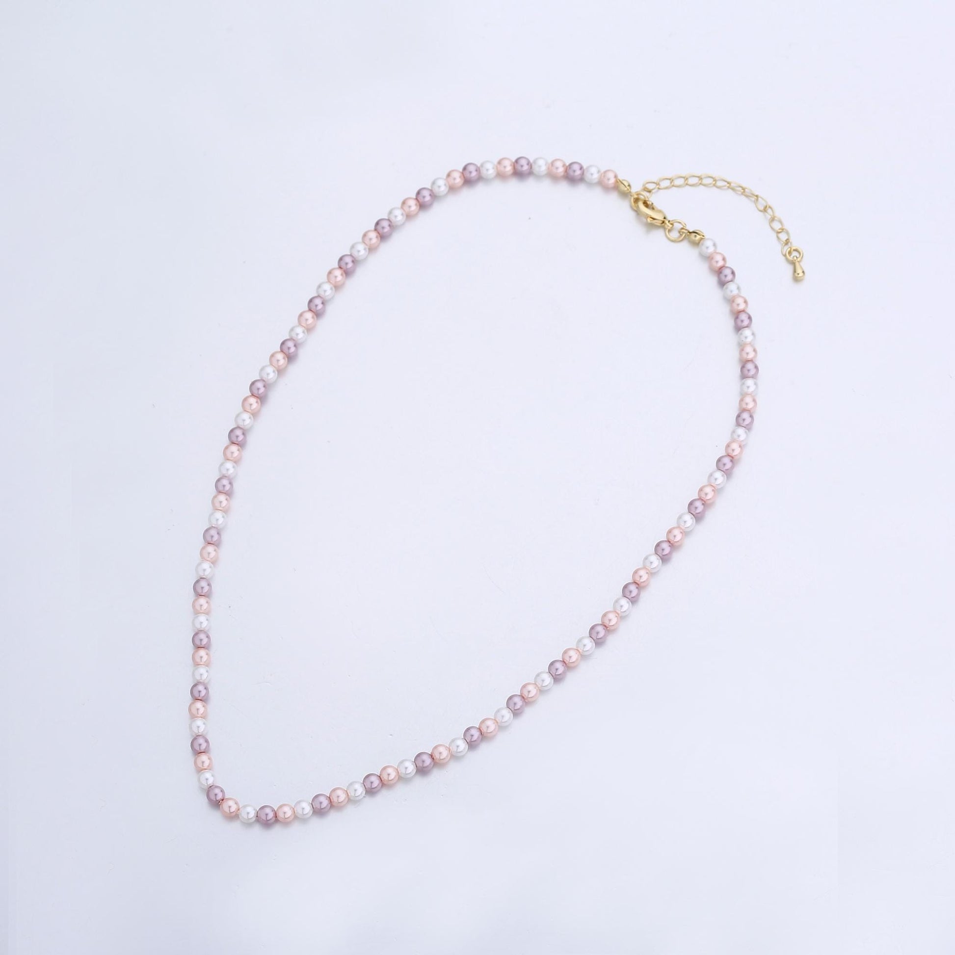 Handmade Candy Pink Shell Pearl Necklace 17 inch + 2 inch extender WA-2792