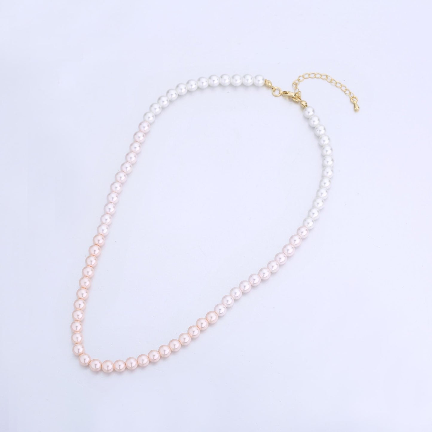 Handmade Gradient Pink Shell Pearl Necklace 17 inch + 2 inch extender WA-2836