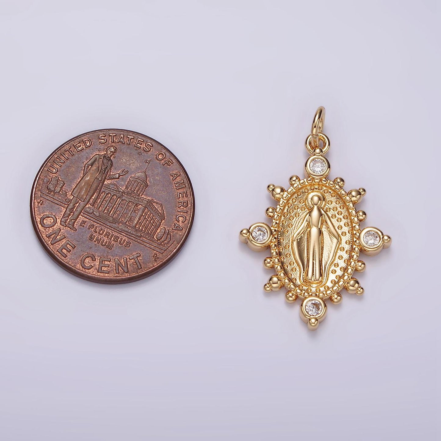 24k gold filled miraculous lady pendant delicate micro pave charm necklace for religious jewelry pendant W-487