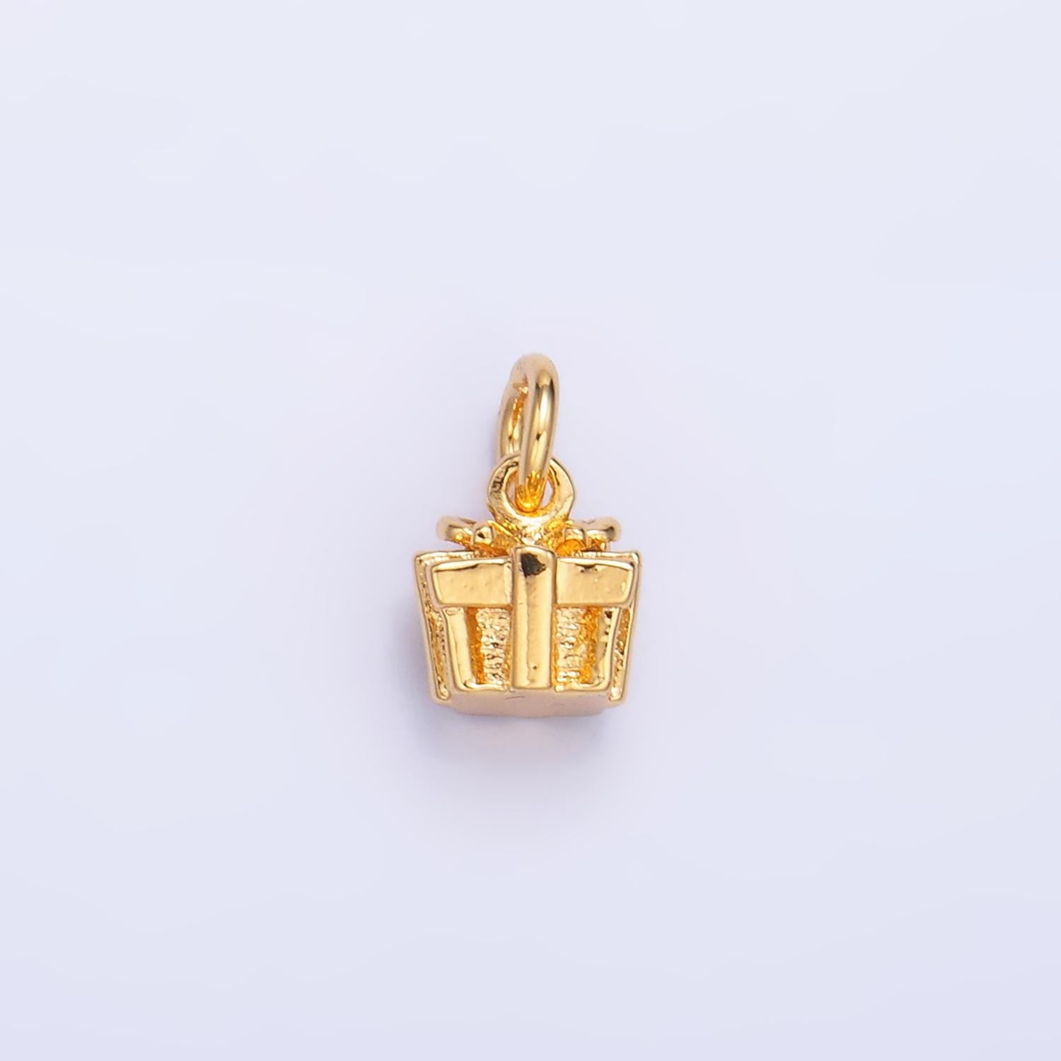 Mini Present Charm Gold Wrapped Gift for Birthday Jewelry Inspired W799