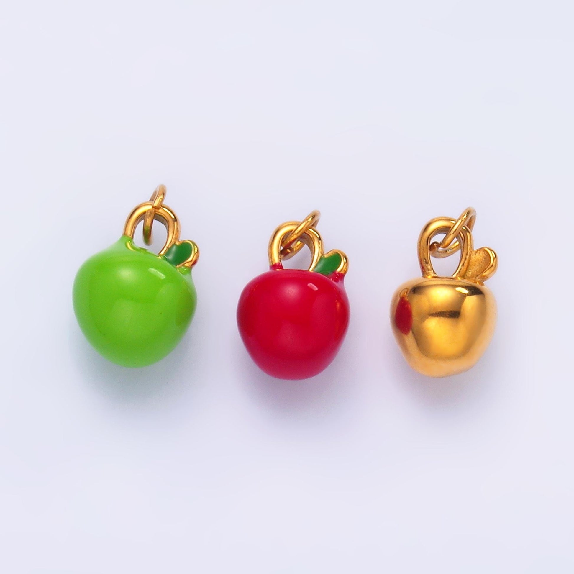 24k gold filled red washington apple Charm Green Apple Fuji Pendant Food fruit charm | P851