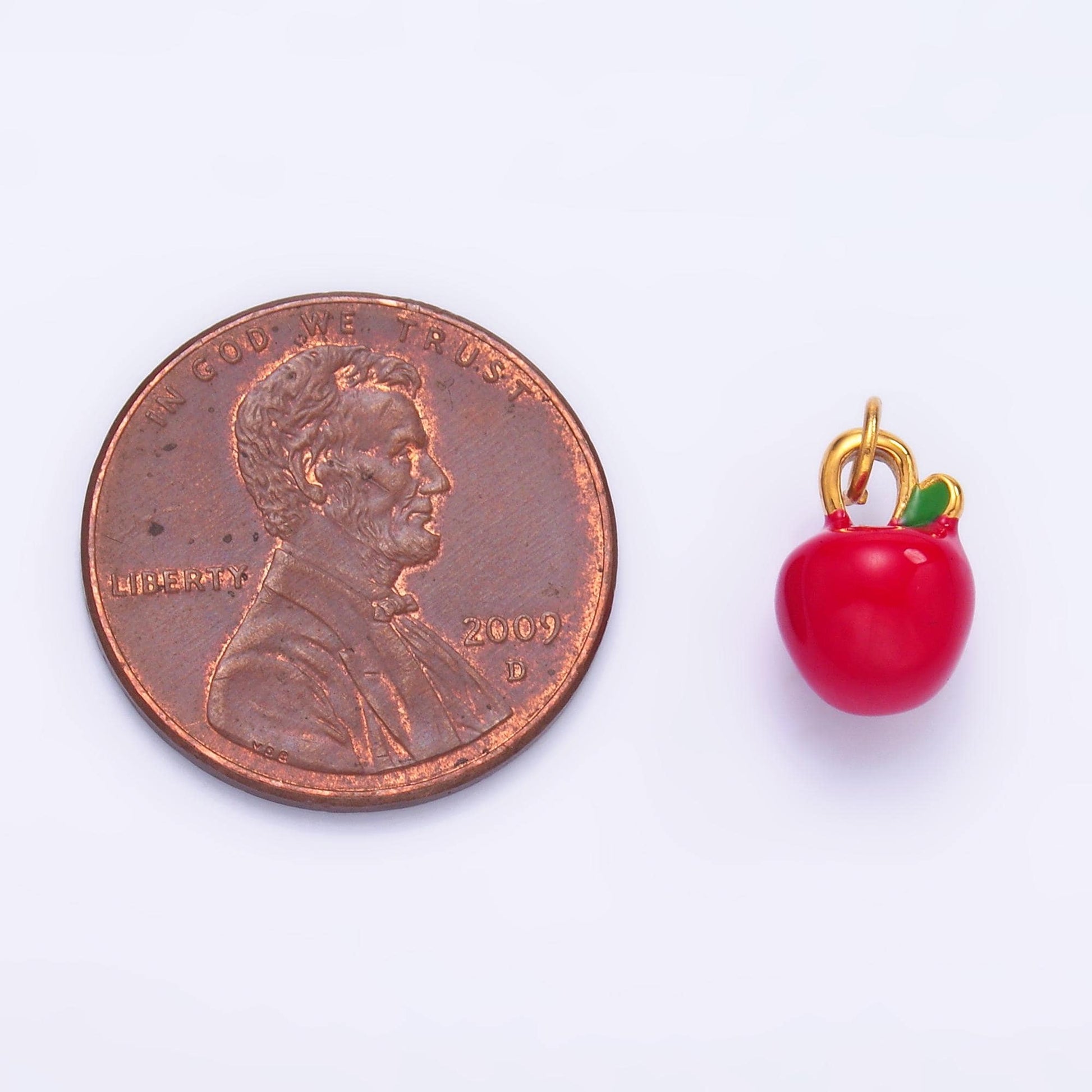 24k gold filled red washington apple Charm Green Apple Fuji Pendant Food fruit charm | P851
