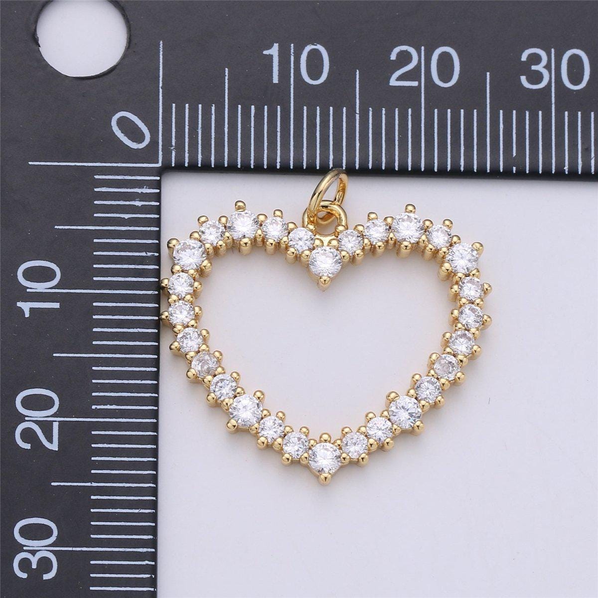 Cubic gold heart charm for necklace earring component open heart pendant dangle charm minimalist jewelry supply ac023