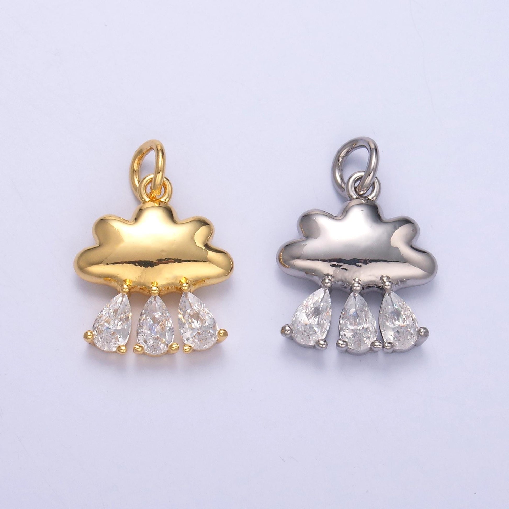 Mini Cute Cloud Charm with CZ Rain Drop for Bracelet Necklace Earring Supply C057