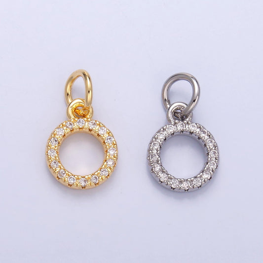 42k gold filled open circle round geometric CZ Micro Pave add-on charm | N004