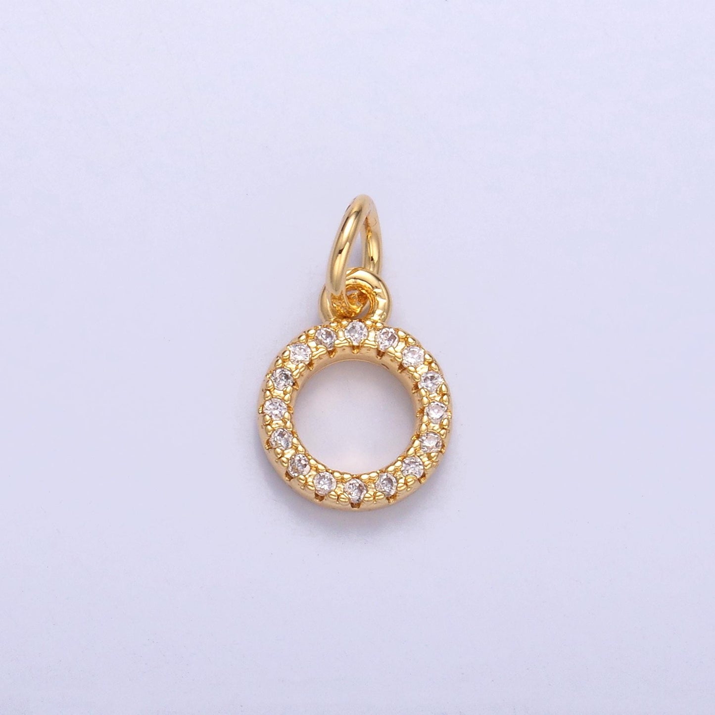 42k gold filled open circle round geometric CZ Micro Pave add-on charm | N004
