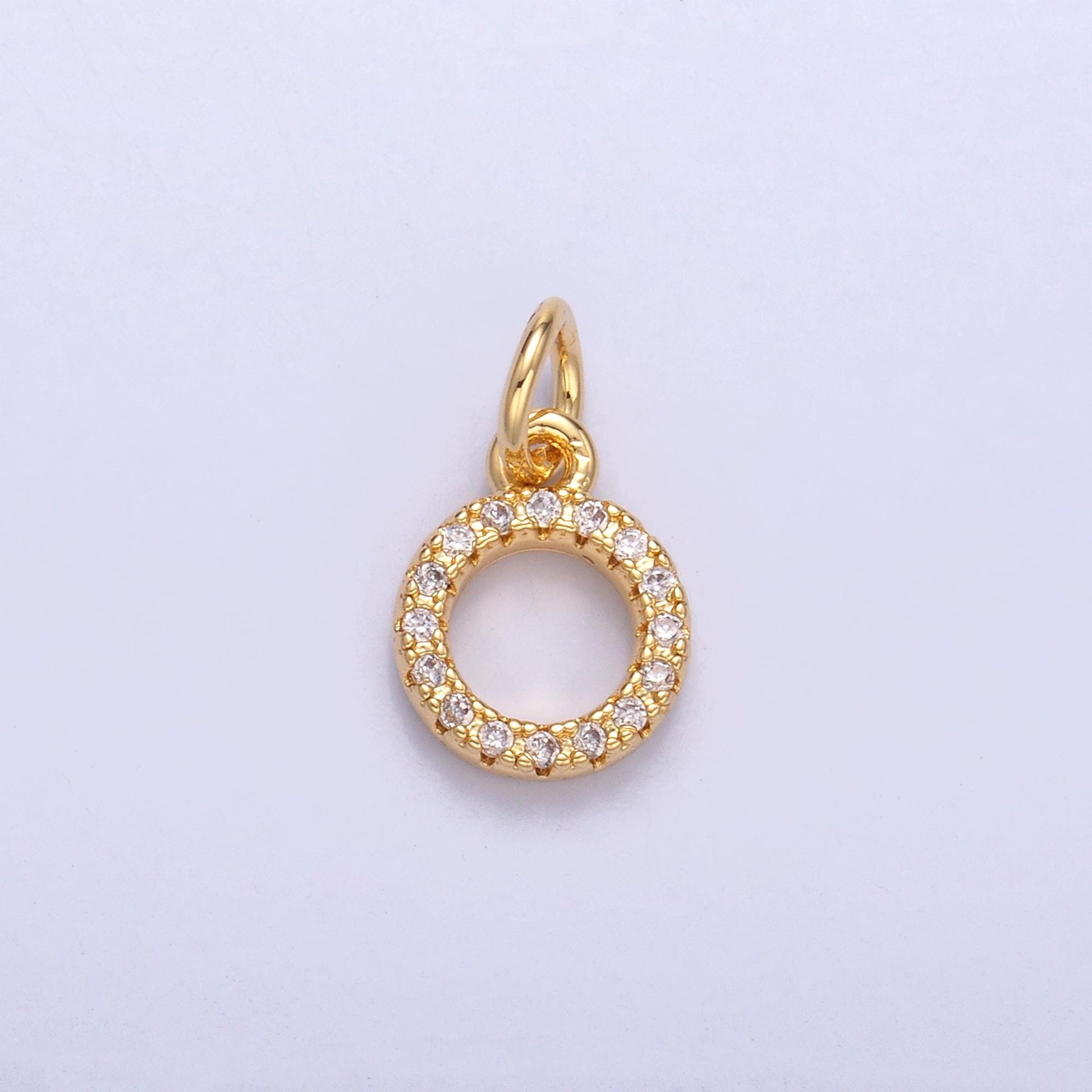 42k gold filled open circle round geometric CZ Micro Pave add-on charm | N004