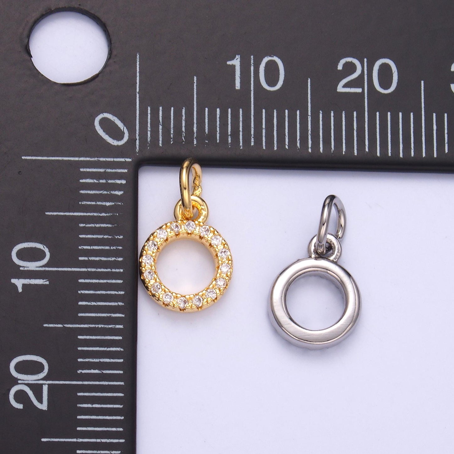 42k gold filled open circle round geometric CZ Micro Pave add-on charm | N004