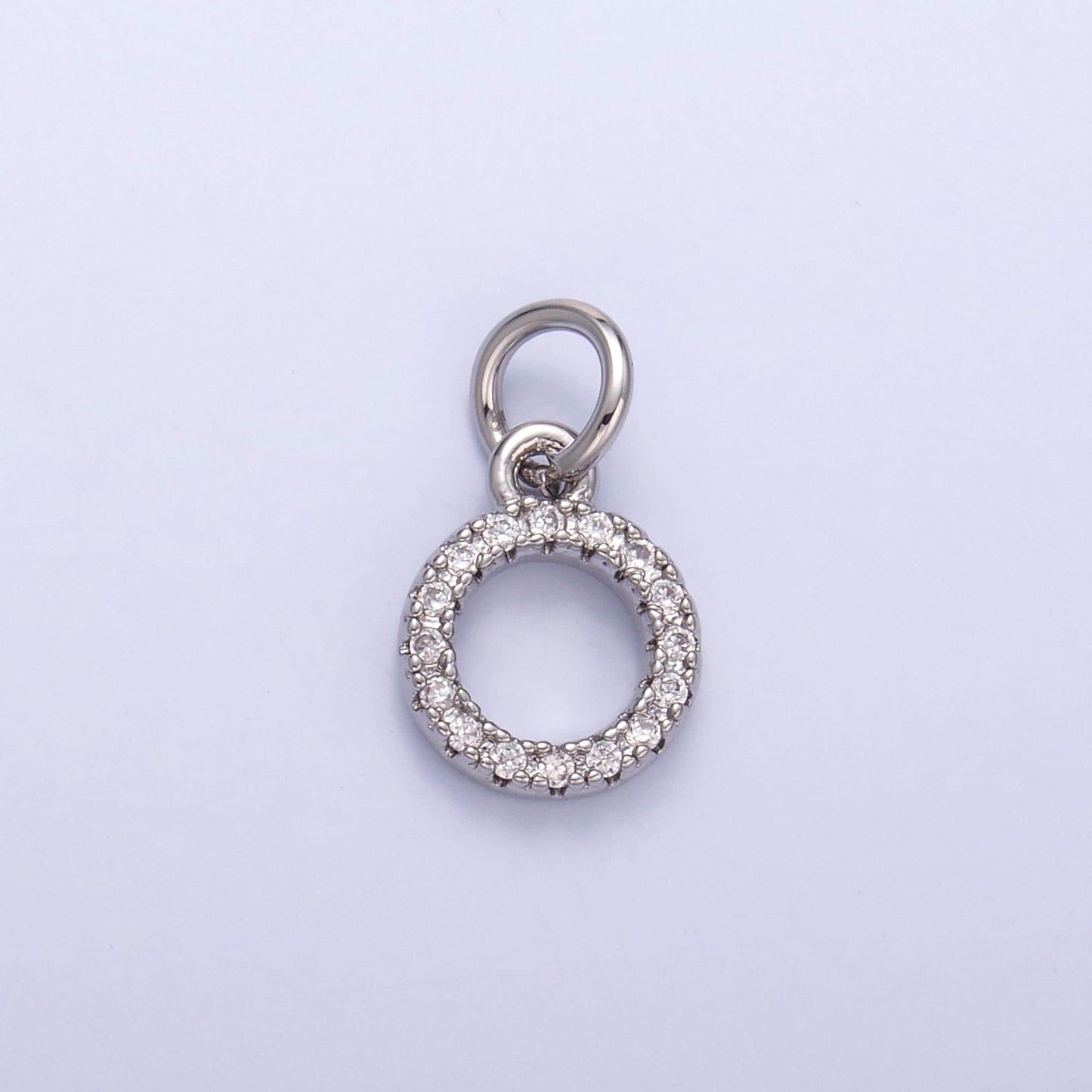 42k gold filled open circle round geometric CZ Micro Pave add-on charm | N004