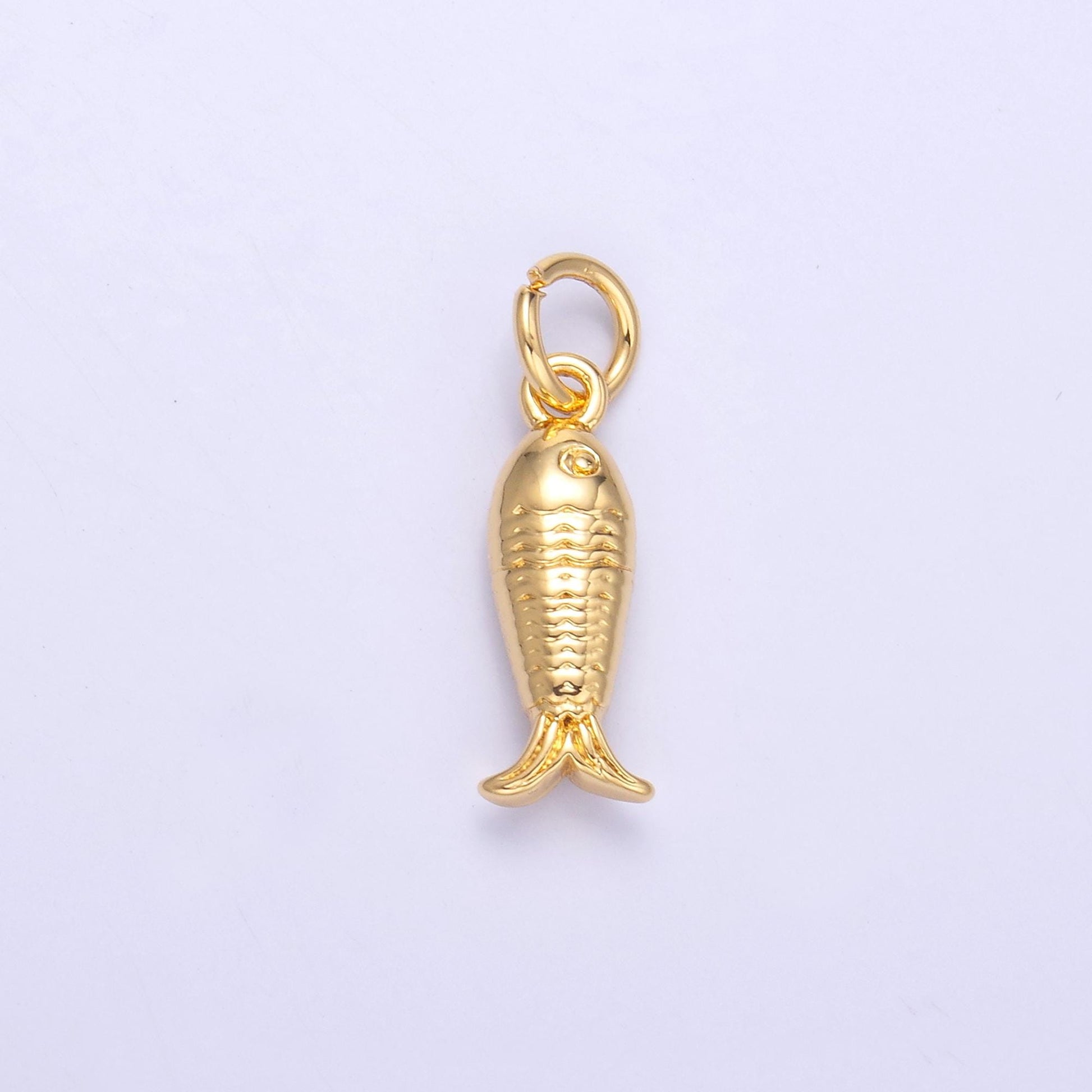 Silver Fish Charm 24K Gold Filled Fisher man Pendant Animal Bracelet Necklace for DIY Jewelry Making Supply N010