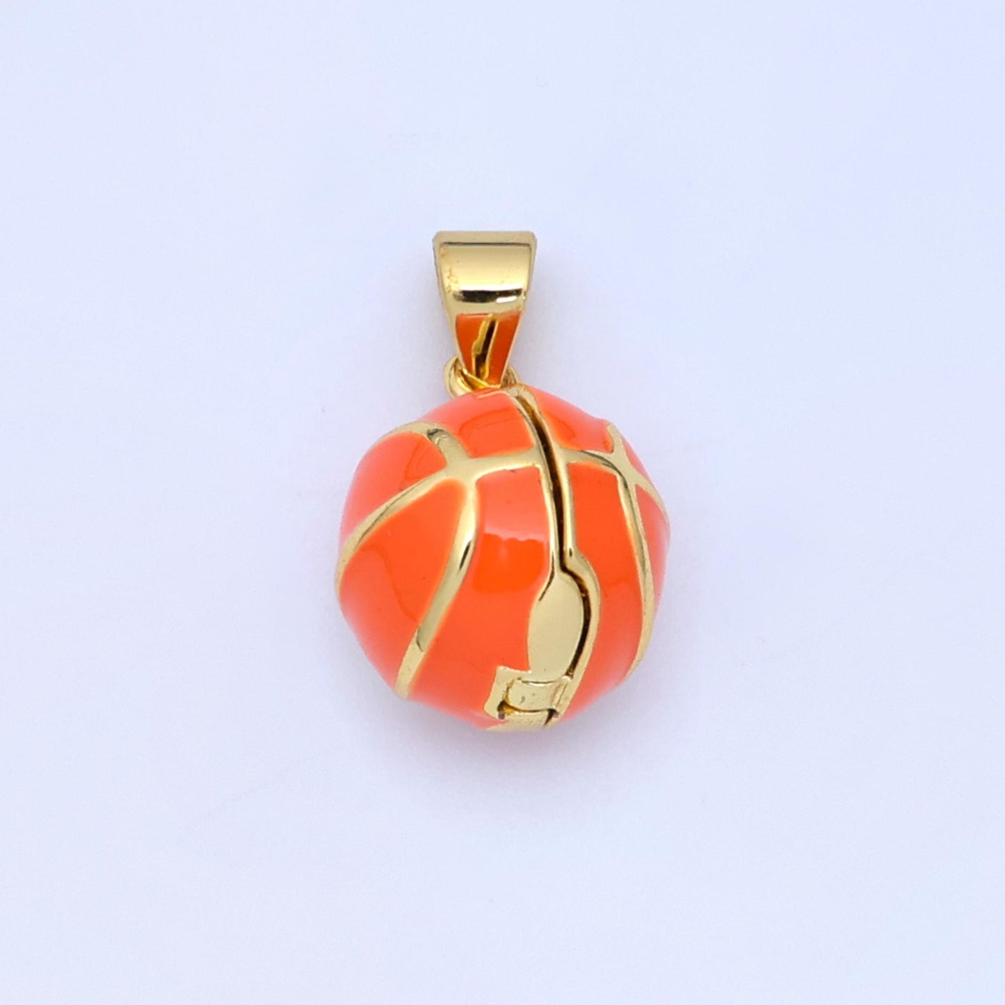 Mini Gold Locket Enamel Basket Ball Charm 24k gold filled sports charm for bracelet necklace jewelry making supply | AA1479