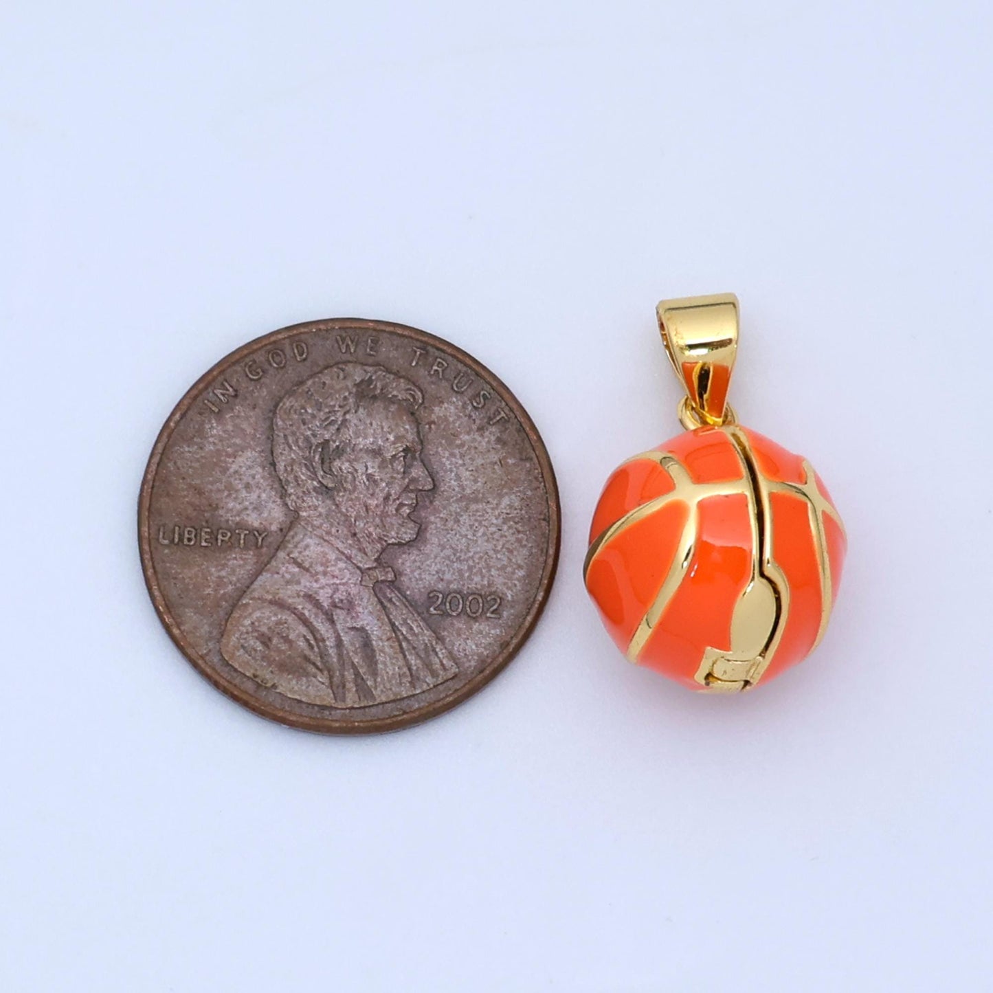 Mini Gold Locket Enamel Basket Ball Charm 24k gold filled sports charm for bracelet necklace jewelry making supply | AA1479