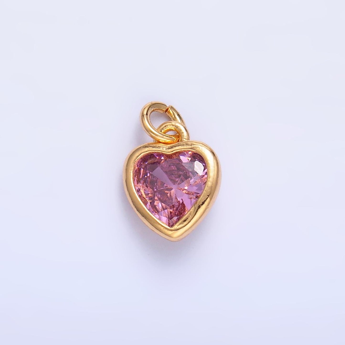 Mini cz heart charm gold heart charm Multi Color Tiny heart pendant C453