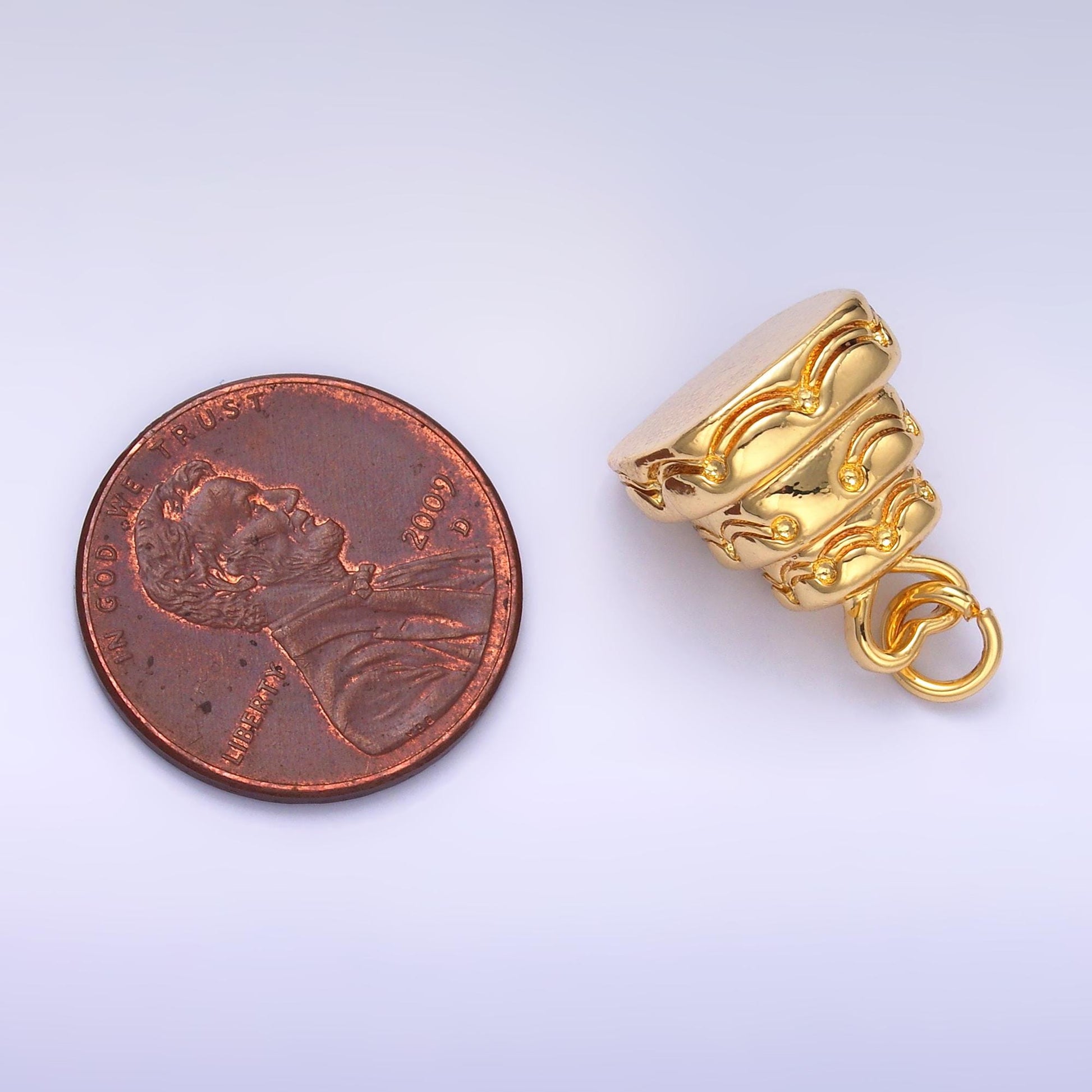 3D Mini Tier Birthday Cake Charm gold filled Celebration charm Wedding Cake Inspired | D628