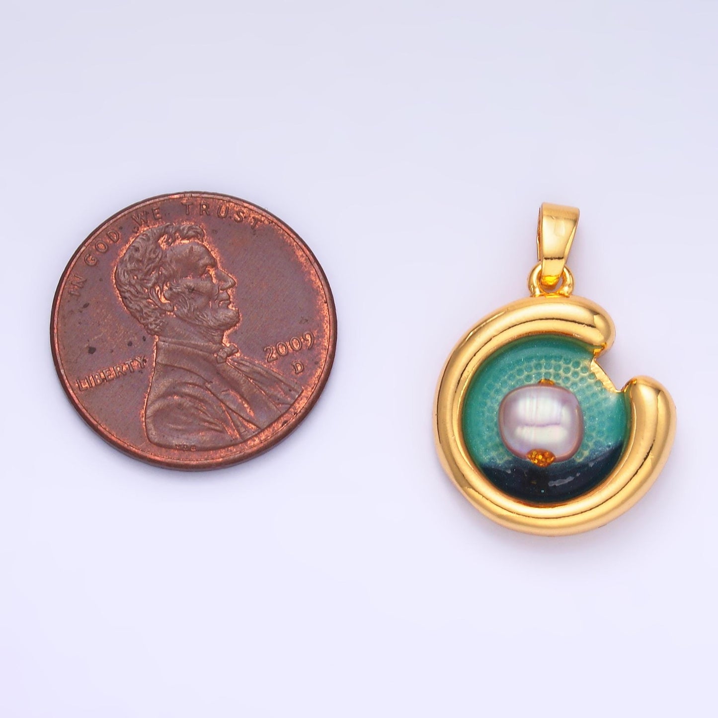 24K Gold Filled Sea Freshwater Pearl Curved Molten Pendant | AA-1461
