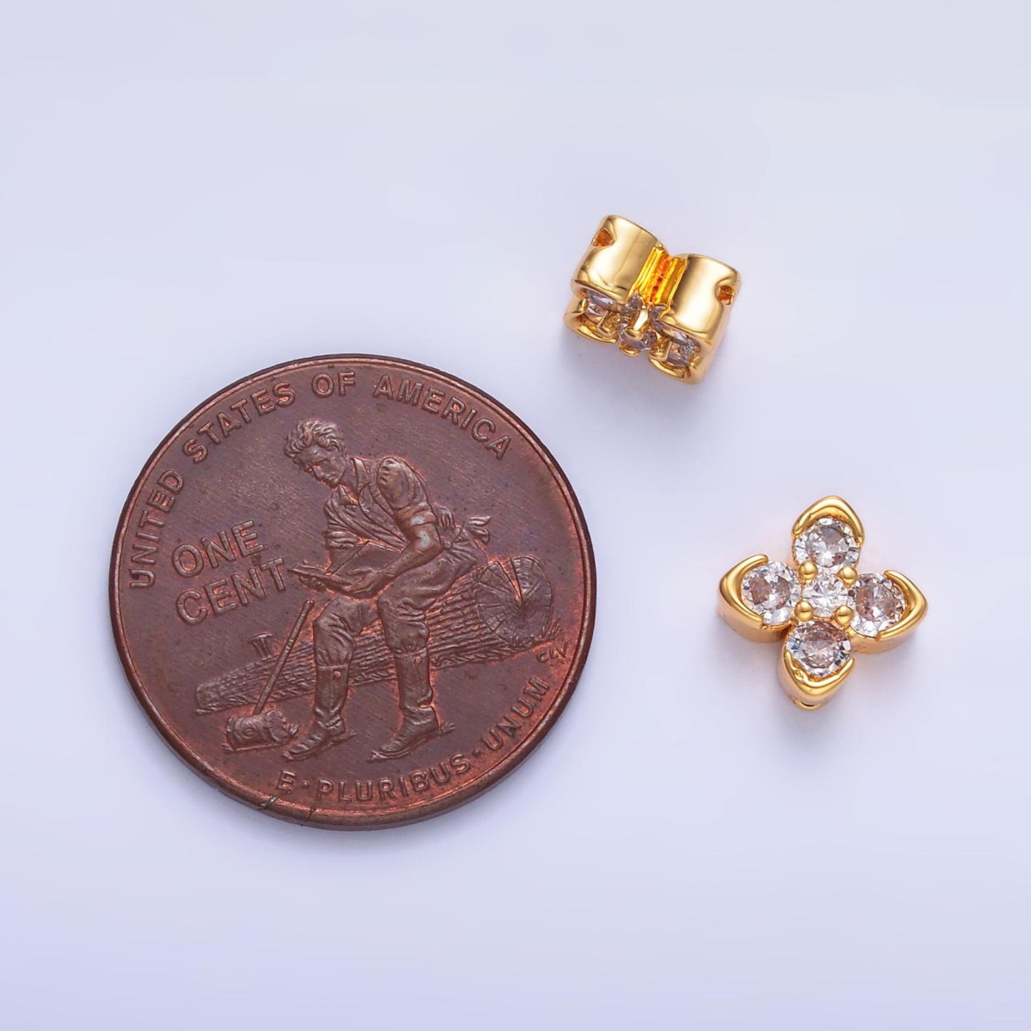 Mini Cubic Flower Bead Spacer 24k gold filled bead spacer in gold B-317