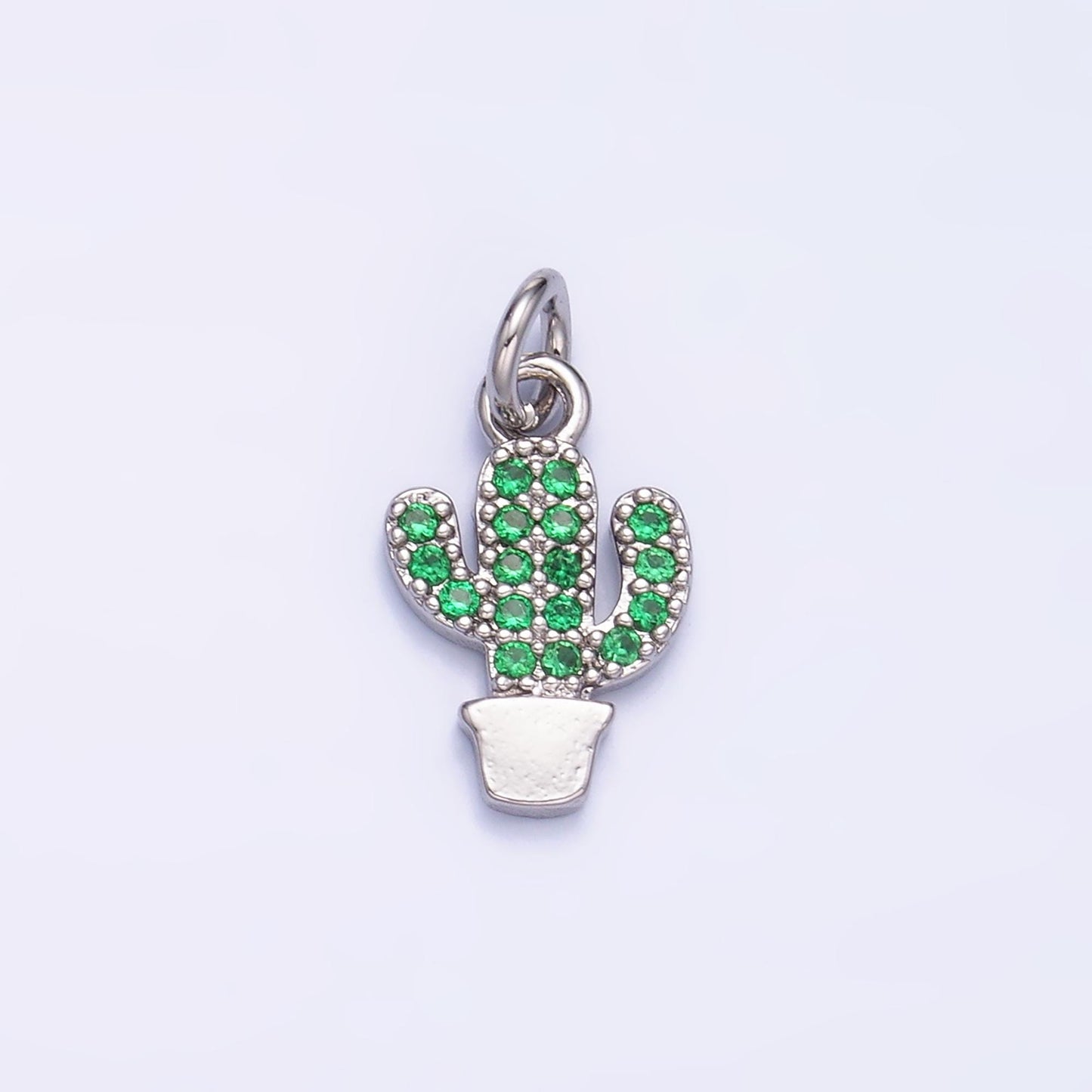 Mini green cactus charm succulents pendant gold filled charm for Kids jewelry micro pave charm necklace earring bracelet charm supply M709