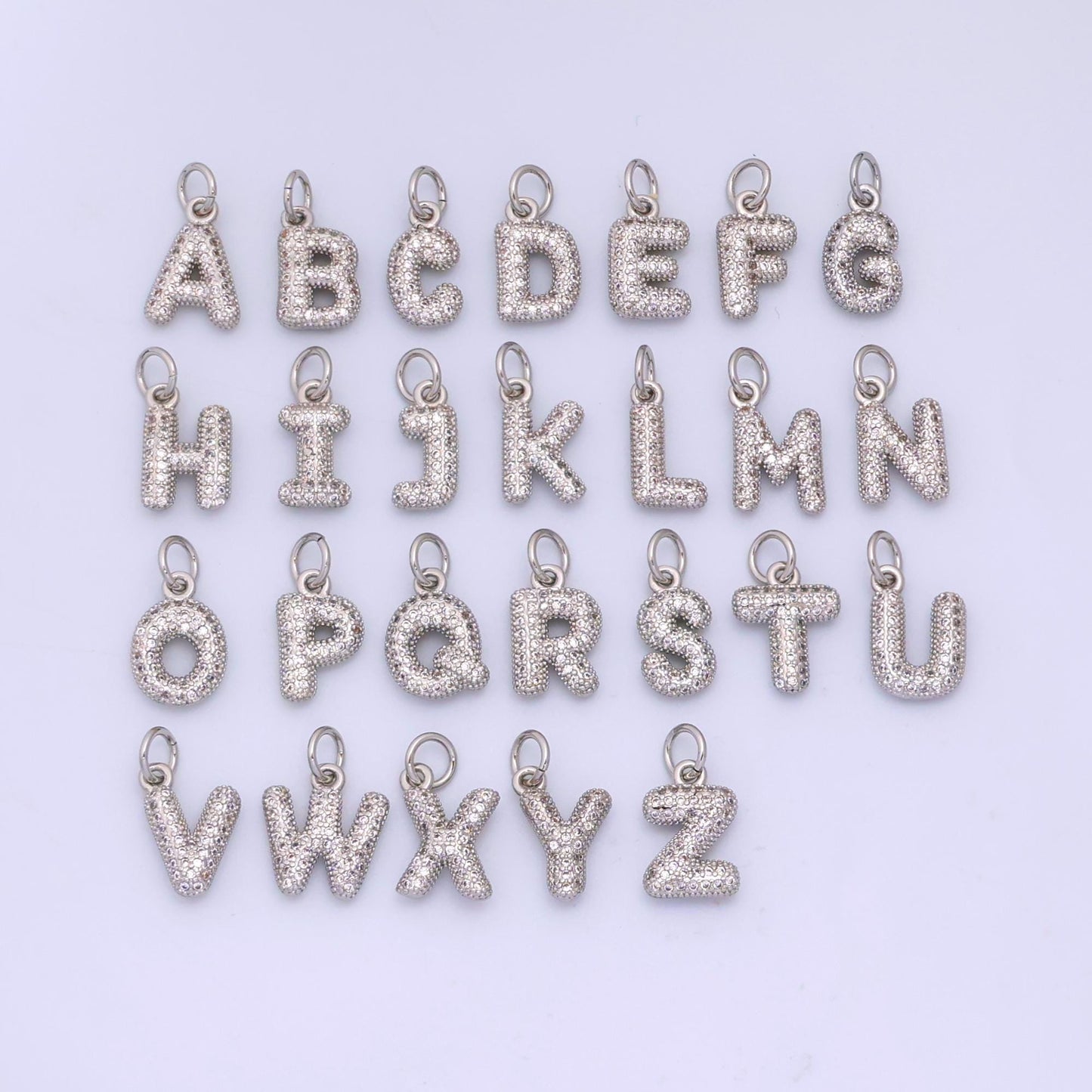 Mini Silver Initial Letter Charm Cubic Zirconia Alphabet Charm Wholesale Jewelry Supplies A157