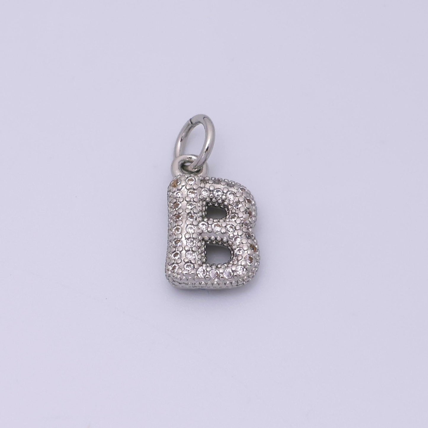 Mini Silver Initial Letter Charm Cubic Zirconia Alphabet Charm Wholesale Jewelry Supplies A157
