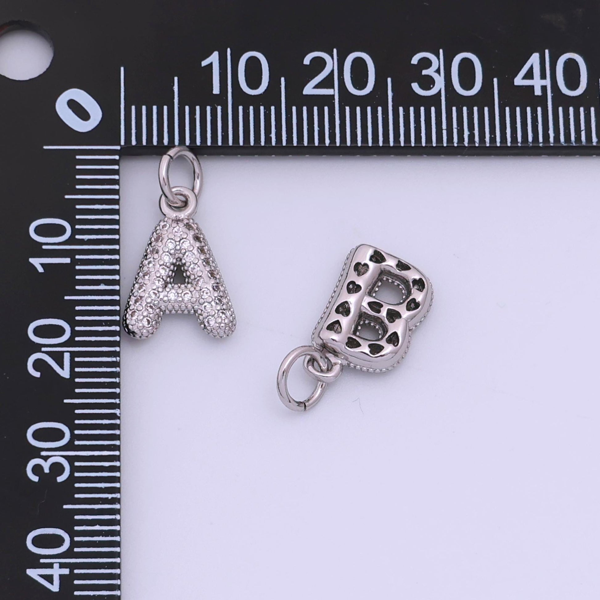 Mini Silver Initial Letter Charm Cubic Zirconia Alphabet Charm Wholesale Jewelry Supplies A157