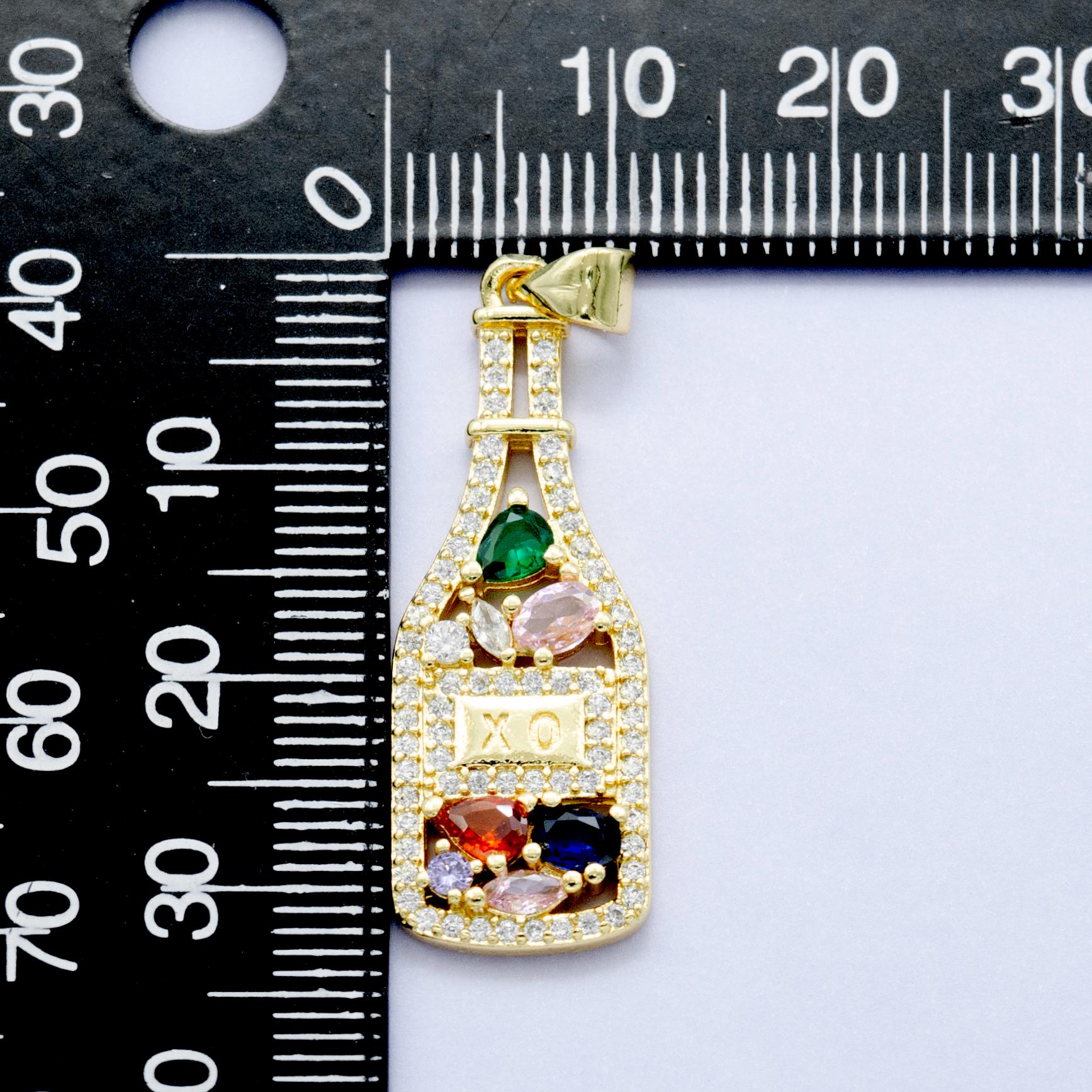 Dainty Cubic XO bottle charm Multi Color CZ Alcohol Cognac Drink Bottle for bracelet necklace charm pendant minimalist jewelry making AA1454