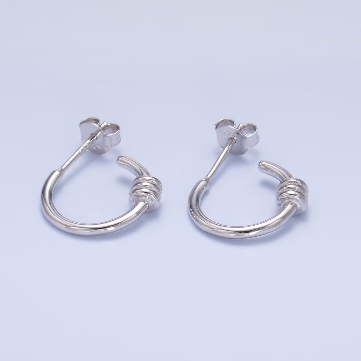 Minimalist Sterling Silver Hoop Earrings 16mm Classic Stud Knot Hoop Earrings Lightweight Stackable Earrings Mother Day Gift idea SL-580