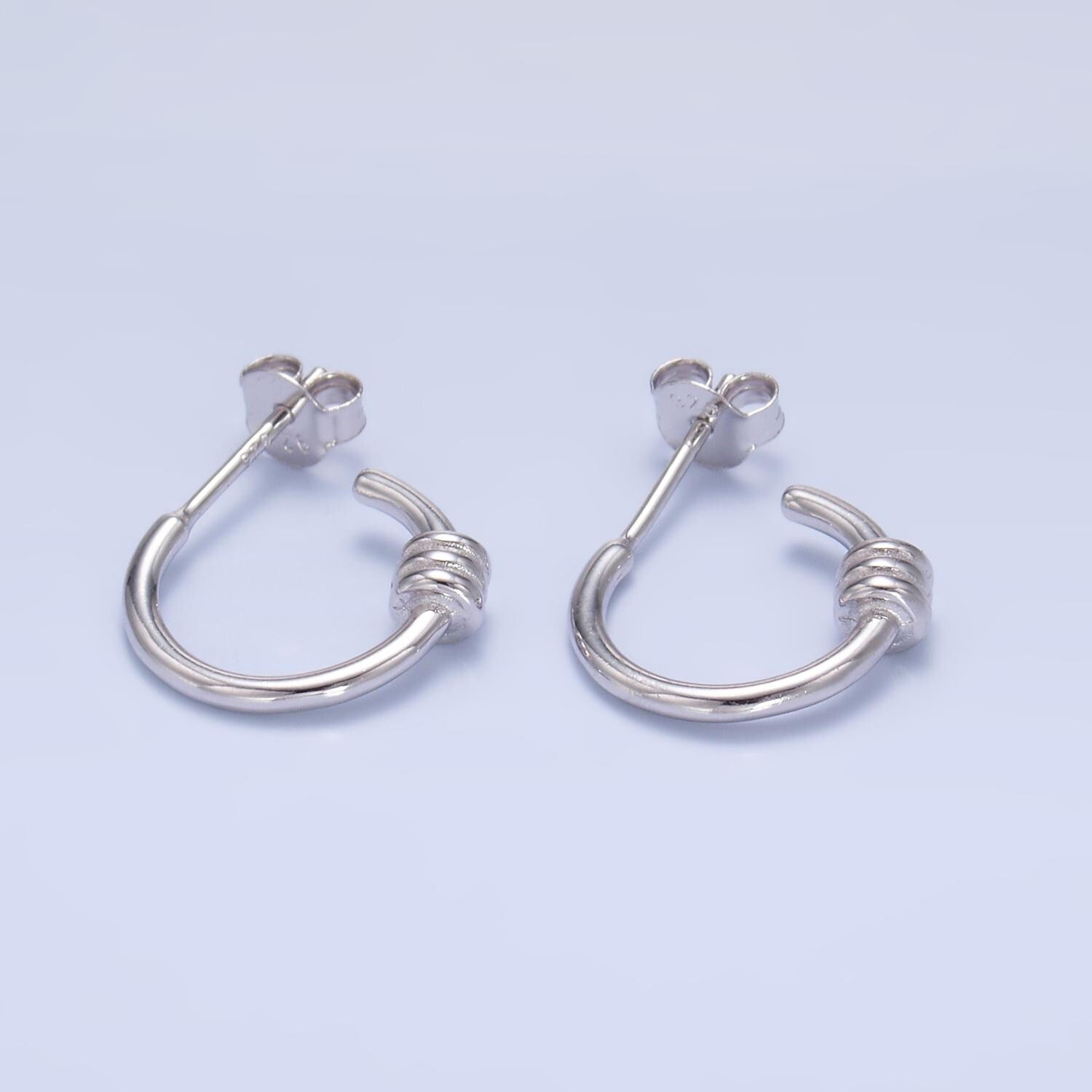 Minimalist Sterling Silver Hoop Earrings 16mm Classic Stud Knot Hoop Earrings Lightweight Stackable Earrings Mother Day Gift idea SL-580