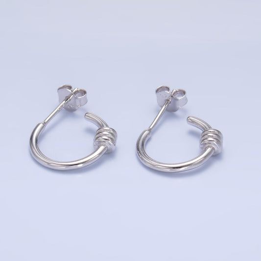 Minimalist Sterling Silver Hoop Earrings 16mm Classic Stud Knot Hoop Earrings Lightweight Stackable Earrings Mother Day Gift idea SL-580