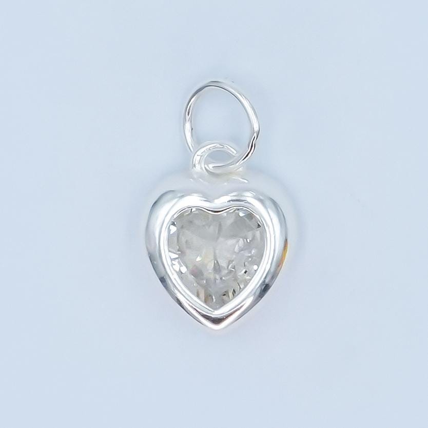 Mini 7.5mm Heart Bezel charm s925 Sterling Silver Heart charm Gold Vermeil heart charm for Minimalist Jewelry Making Supply SL-638
