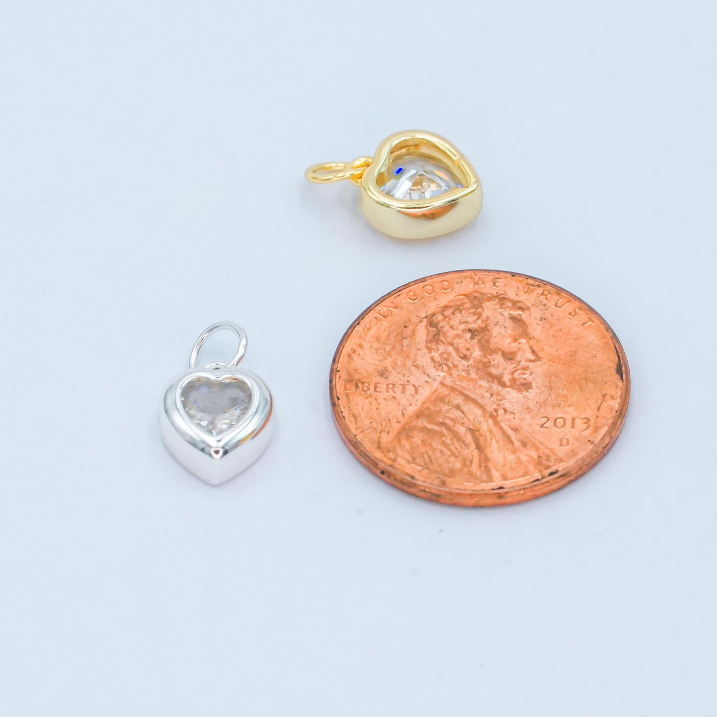 Mini 7.5mm Heart Bezel charm s925 Sterling Silver Heart charm Gold Vermeil heart charm for Minimalist Jewelry Making Supply SL-638