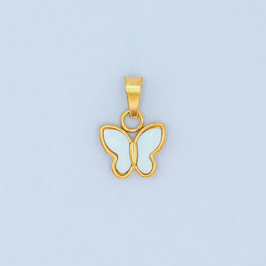 Stainless steel Gold butterfly Pendant Shell Pearl charm | P-1547