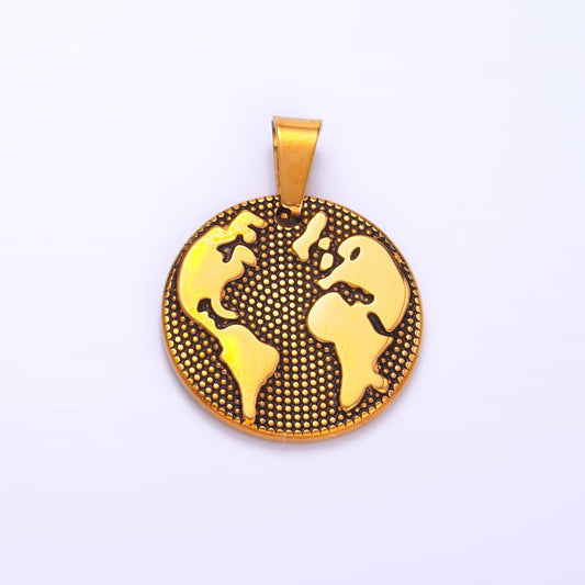 Gold World Charms PVD Plating over Stainless Steel Earth Day charms small continents, map pendants, globe charms P-1082