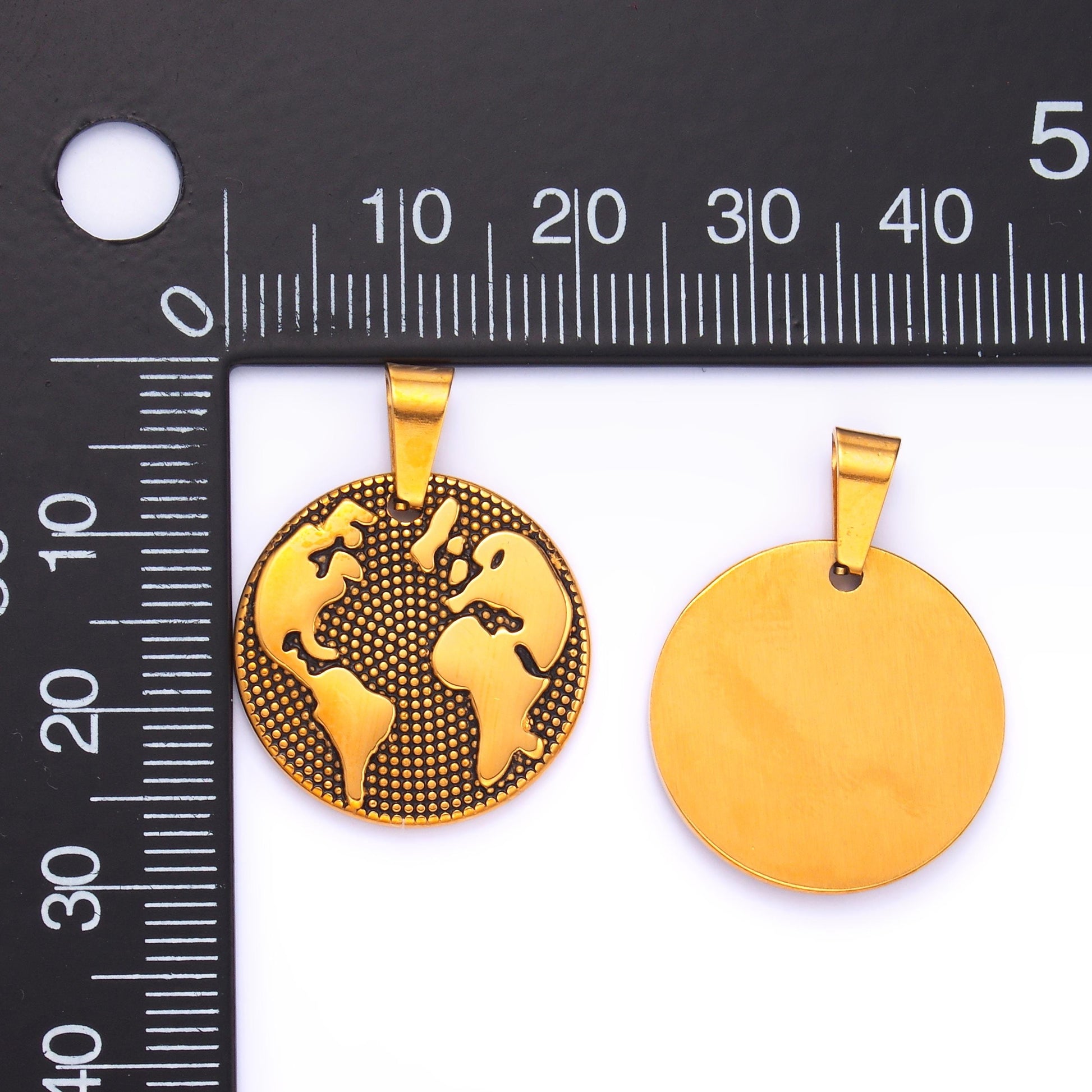 Gold World Charms PVD Plating over Stainless Steel Earth Day charms small continents, map pendants, globe charms P-1082