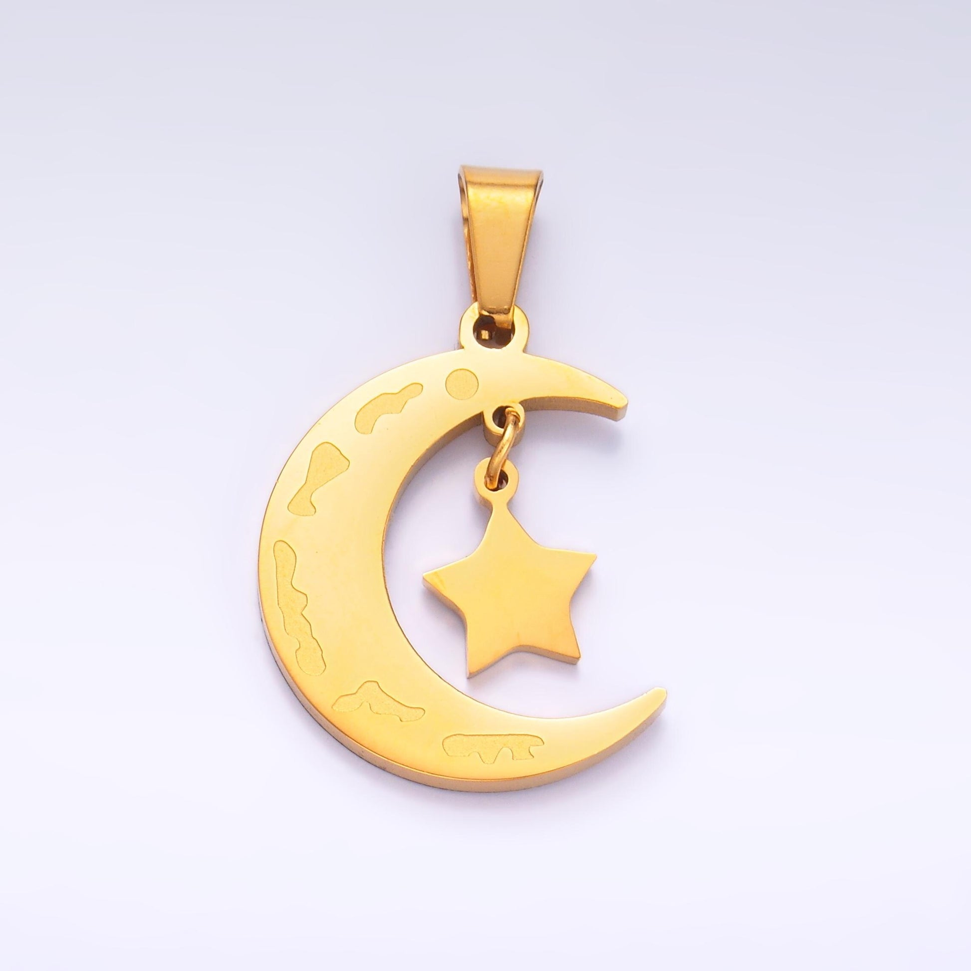 Gold Moon Star Charms PVD Plating over Stainless Steel Celestial charms Crescent Moon charms P-863