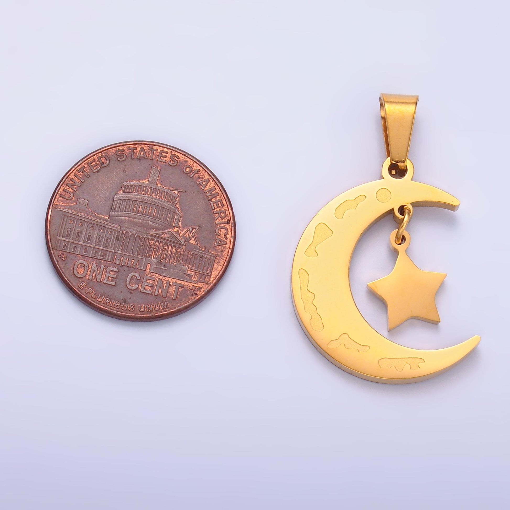 Gold Moon Star Charms PVD Plating over Stainless Steel Celestial charms Crescent Moon charms P-863
