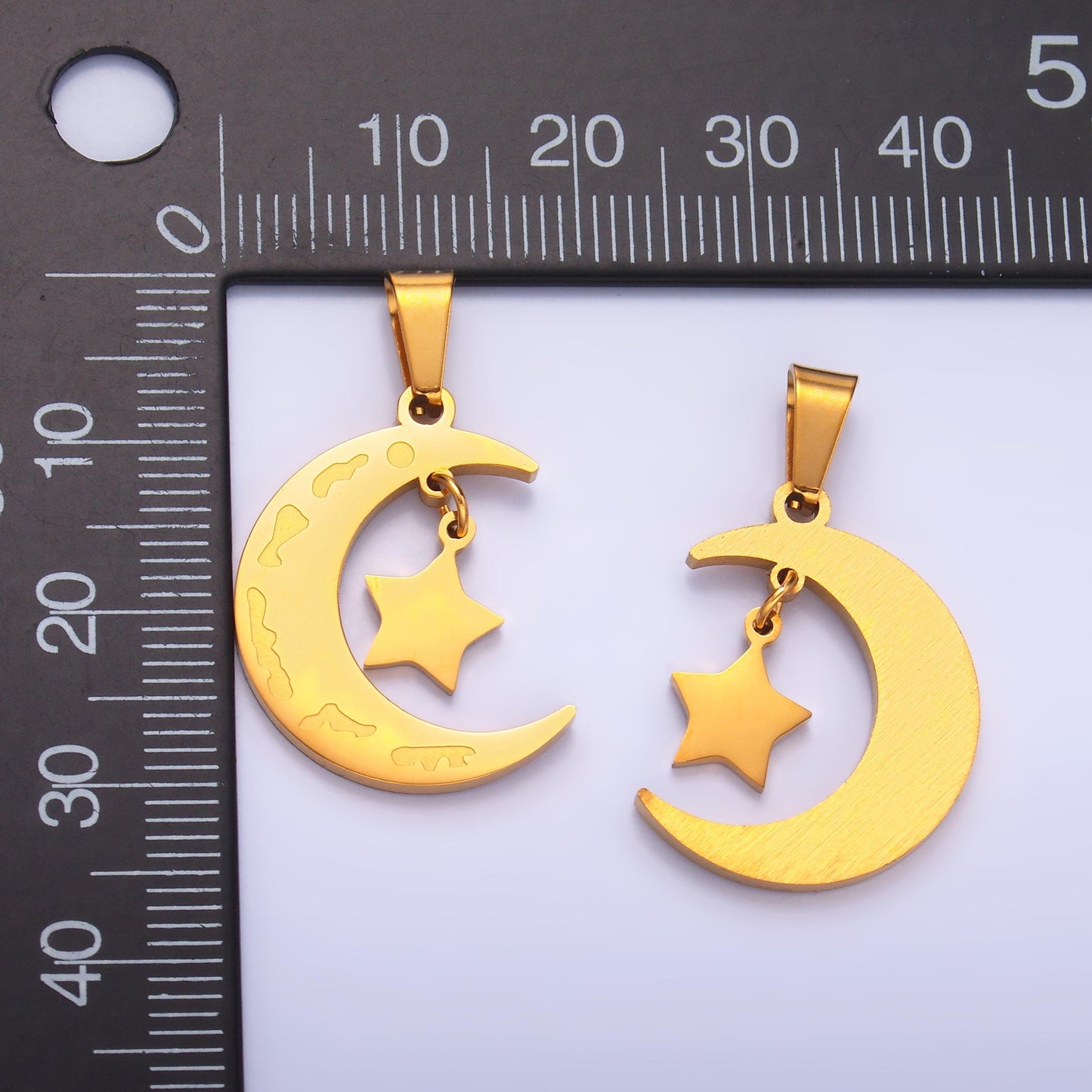 Gold Moon Star Charms PVD Plating over Stainless Steel Celestial charms Crescent Moon charms P-863