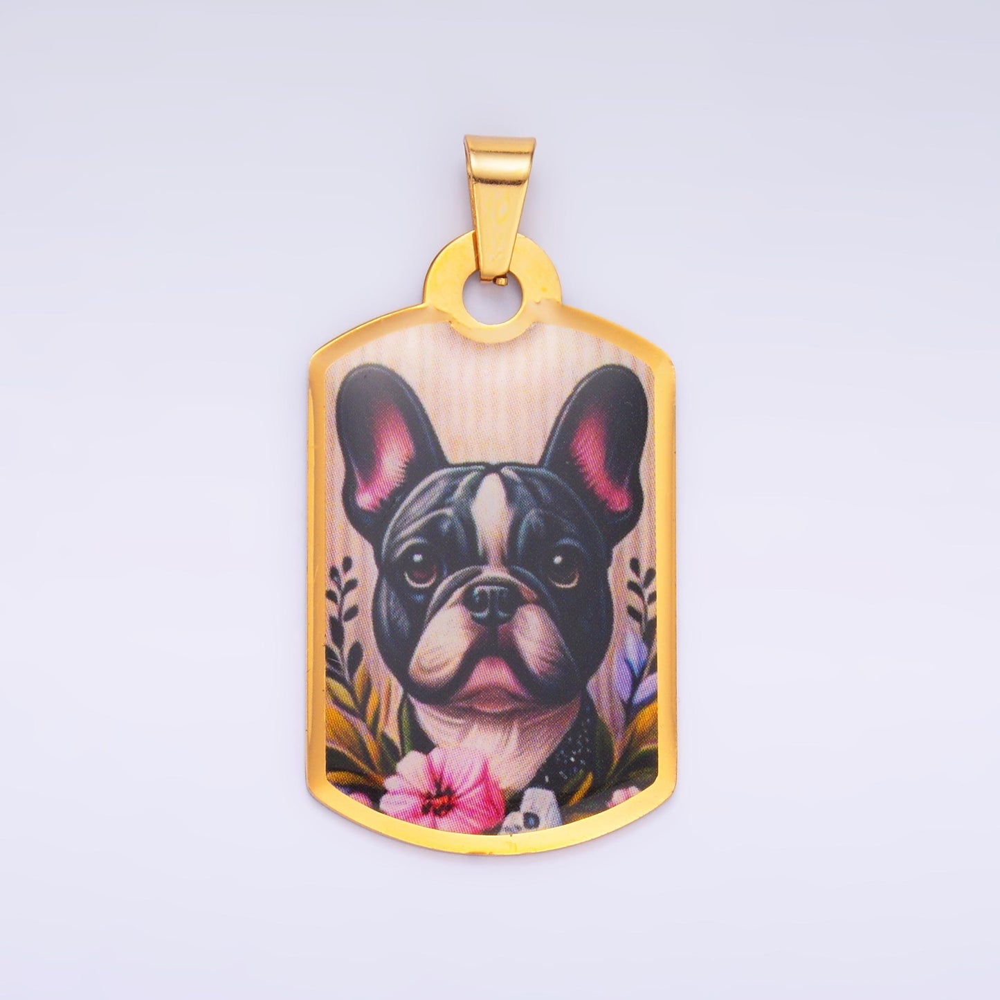 French Bulldog stainless steel dog Tag charm cute puppy pendant Picture charm necklace for diy jewelry making supply pet jewelry P-1214