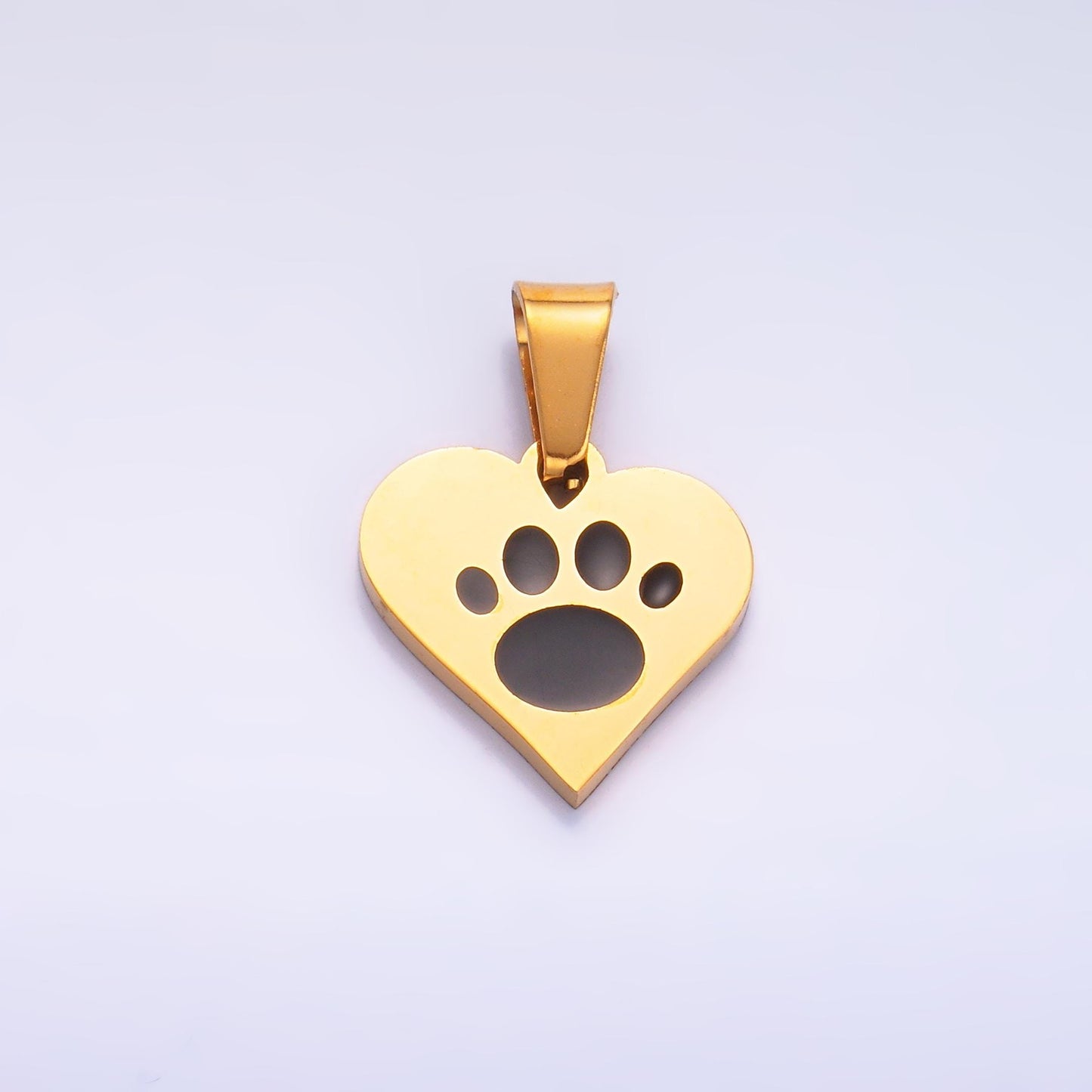 PVD Gold Plating Mini Heart pets charm paw print dog puppy lover charm for bracelet necklace earring component | p-816