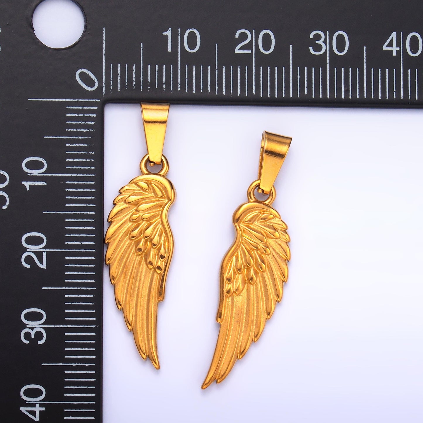 Gold Pvd Plating Stainless steel angel wing feather pendant dark angel charm for statement necklace | P-1210