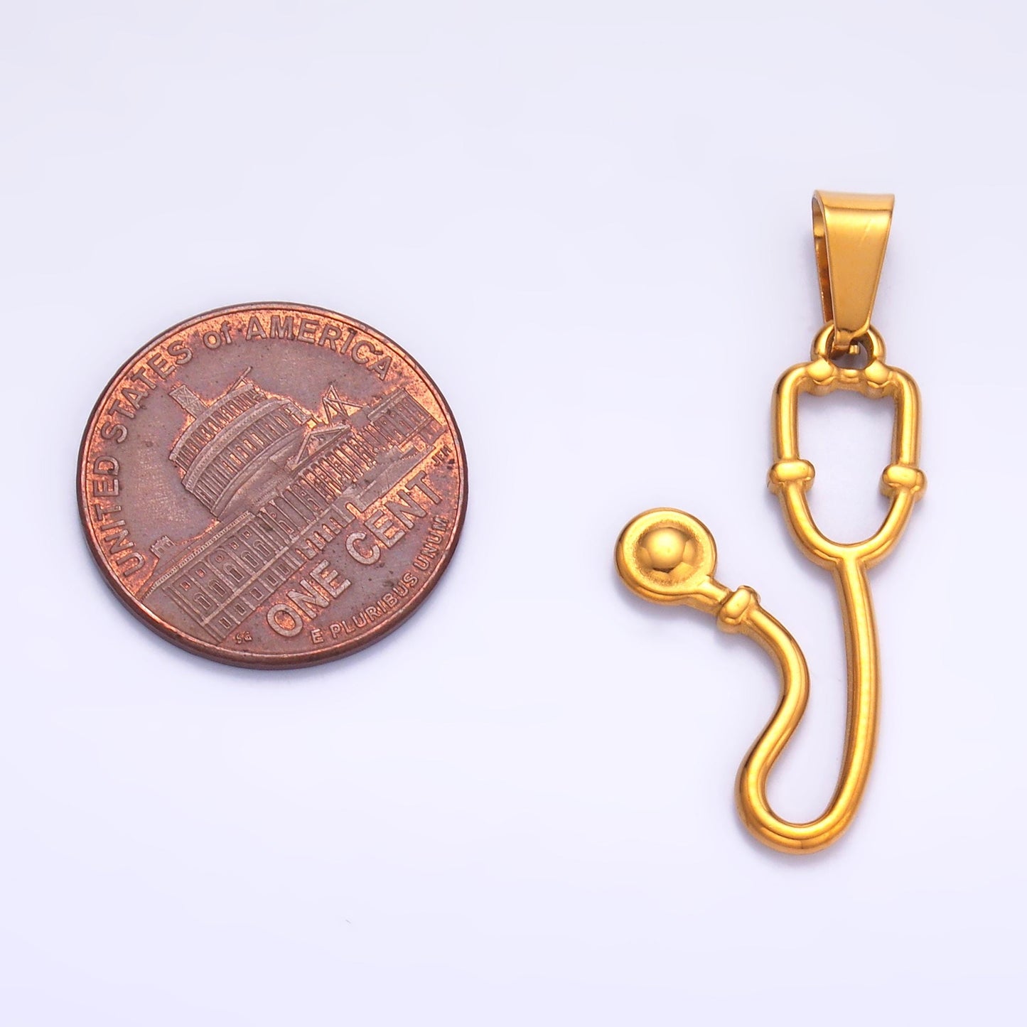 Gold Stethoscope Charms PVD Plating stethoscope Pendant for Nurse Doctor Gift Necklace DIY Jewelry Making Supply P-716