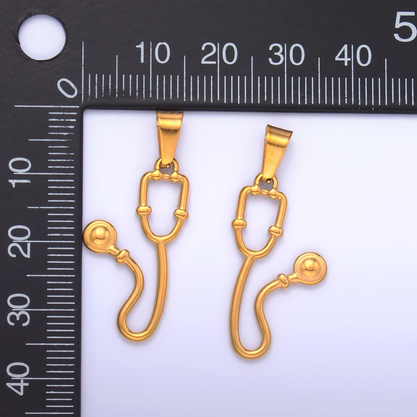 Gold Stethoscope Charms PVD Plating stethoscope Pendant for Nurse Doctor Gift Necklace DIY Jewelry Making Supply P-716