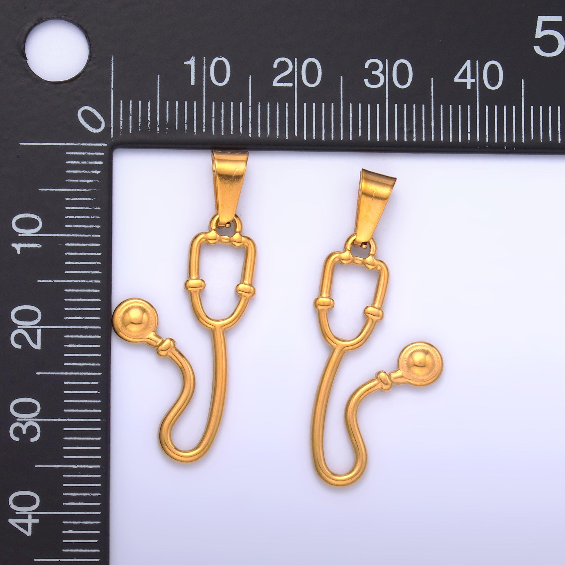 Gold Stethoscope Charms PVD Plating stethoscope Pendant for Nurse Doctor Gift Necklace DIY Jewelry Making Supply P-716